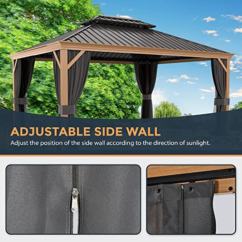 10' x 12' Hardtop Metal Gazebo with Netting and Curtains Z42818