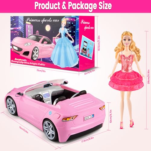 76 Pcs Doll & Convertible Car Playset with 11.5 In Doll L283
