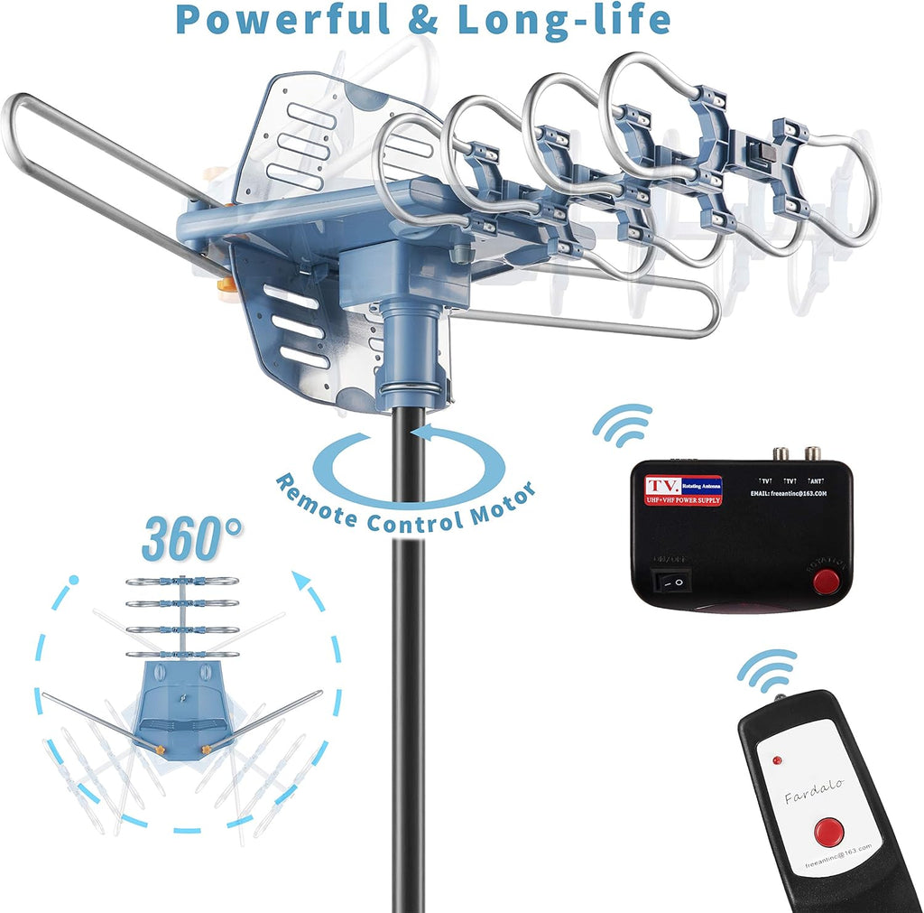 150 Miles Outdoor TV Antenna with 60FT RG6 Cable M52619