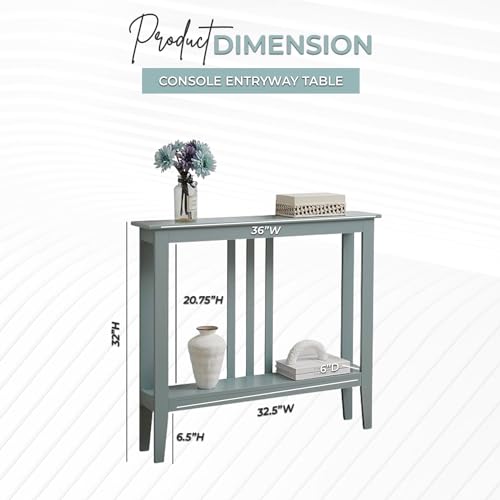 Teal Narrow Console Table with Storage W766