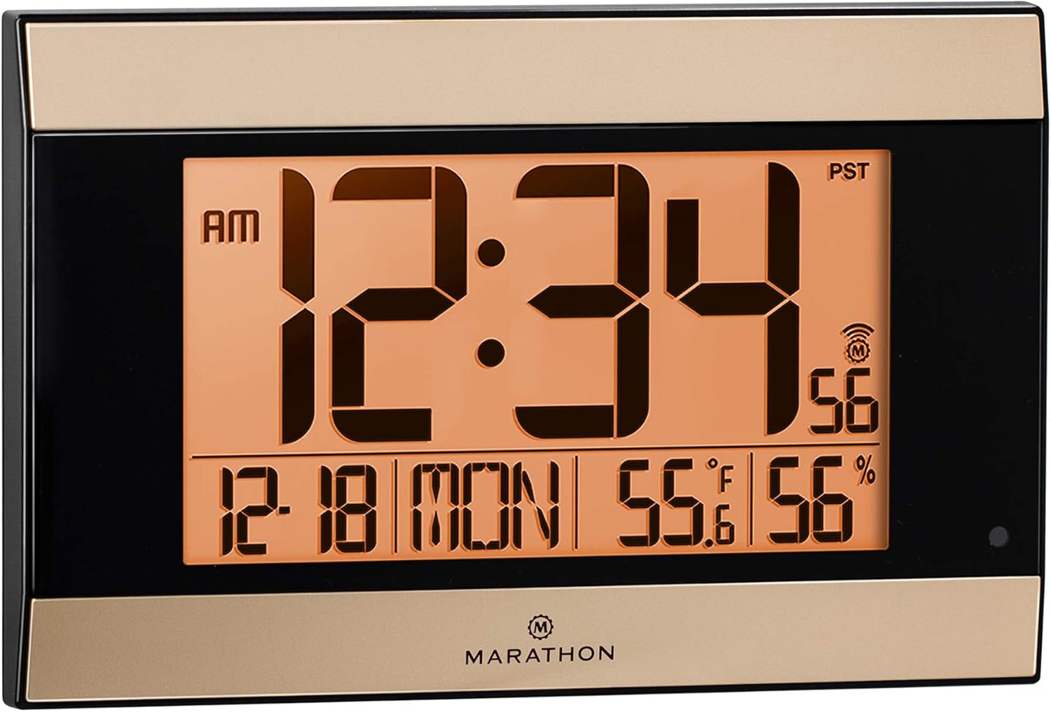 Large Atomic Wall Clock with Auto Backlight, Calendar, Temperature, and Humidity E56472