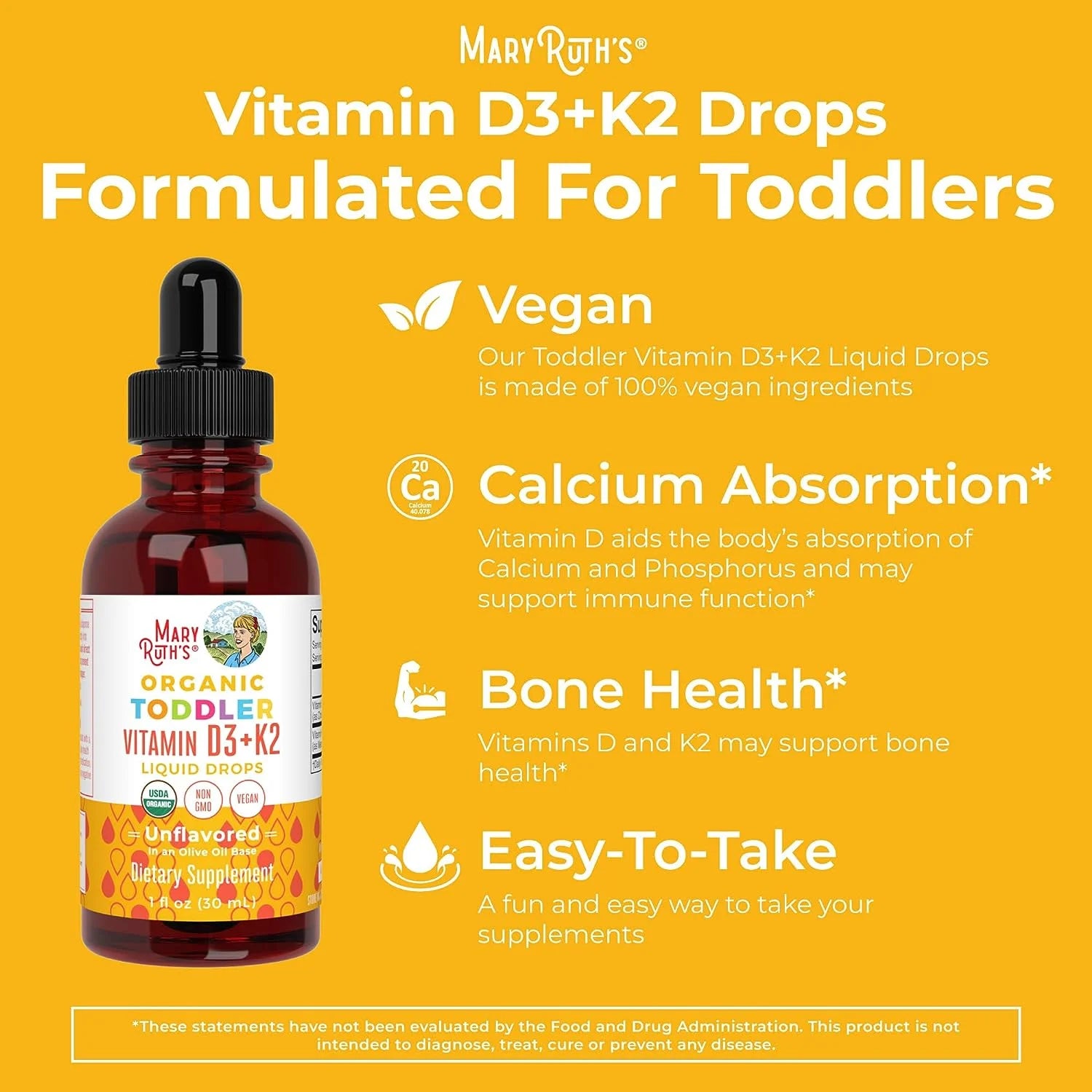 Unflavored Vitamin D3+K2 Liquid Drops, 1 fl oz T54126