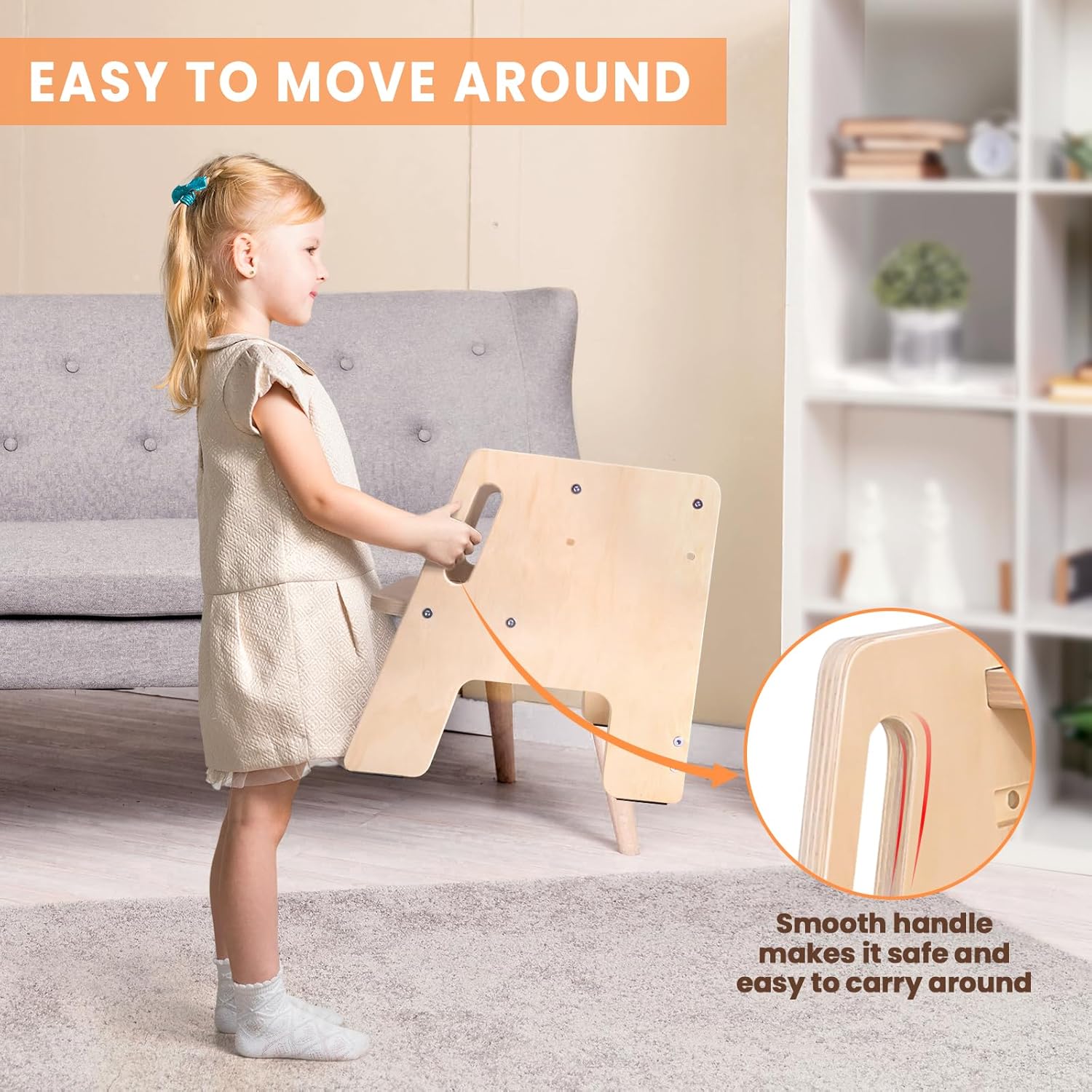 2 Pack Wooden Height-Adjustable 2-Step Stool with Handles Y947373