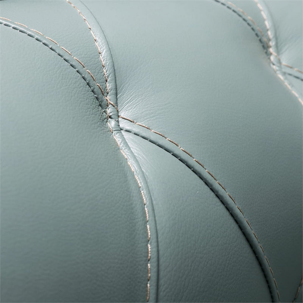 2 Piece Tufted Leather Accent Chair Set In Spa Blue V12599