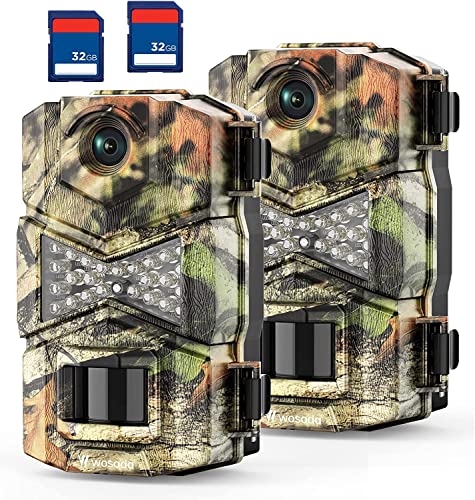 2 Pack Trail Cameras with Night Vision Motion Activated Waterproof 30MP Hunting Game Camera 1080P HD Trail Cam with SD Card Z785