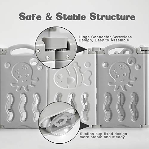 18 Panel White Grey Foldable Baby Playpen with Safety Gate G288