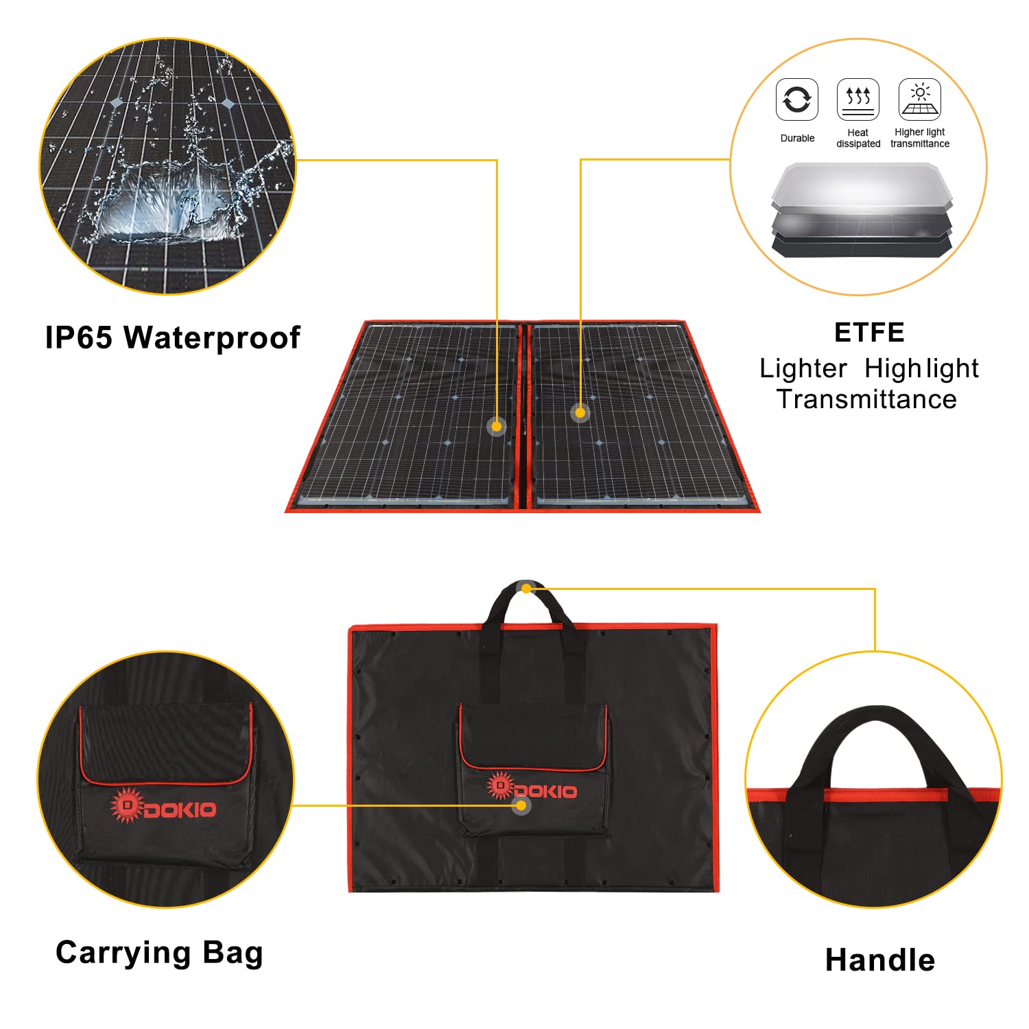 110w 18v Portable Foldable Solar Panel Kit with Controller 2 Usb Output T186