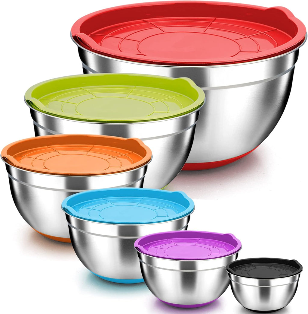 Stainless Steel Mixing Bowls with Lids, Set of 6 X911