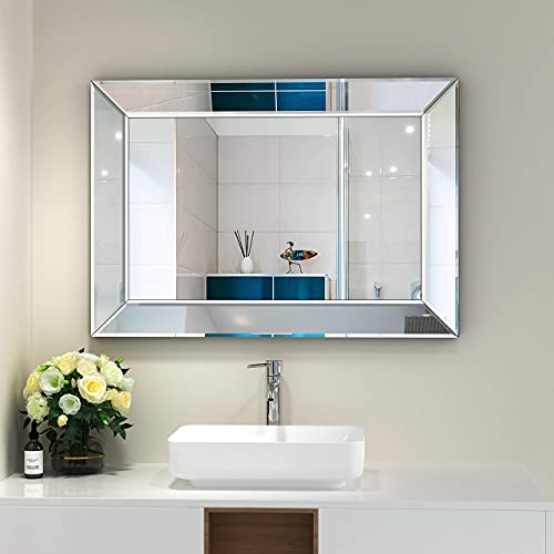 Large Rectangular Wall Mirror 28"x39" Angled Beveled Mirror Frame C127