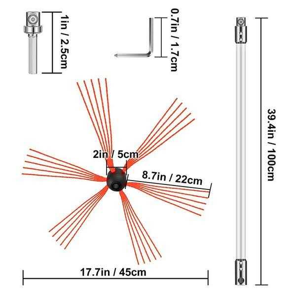 33 ft Chimney Brush Kit with 10 Nylon Rods and 2 Brush Head F234949