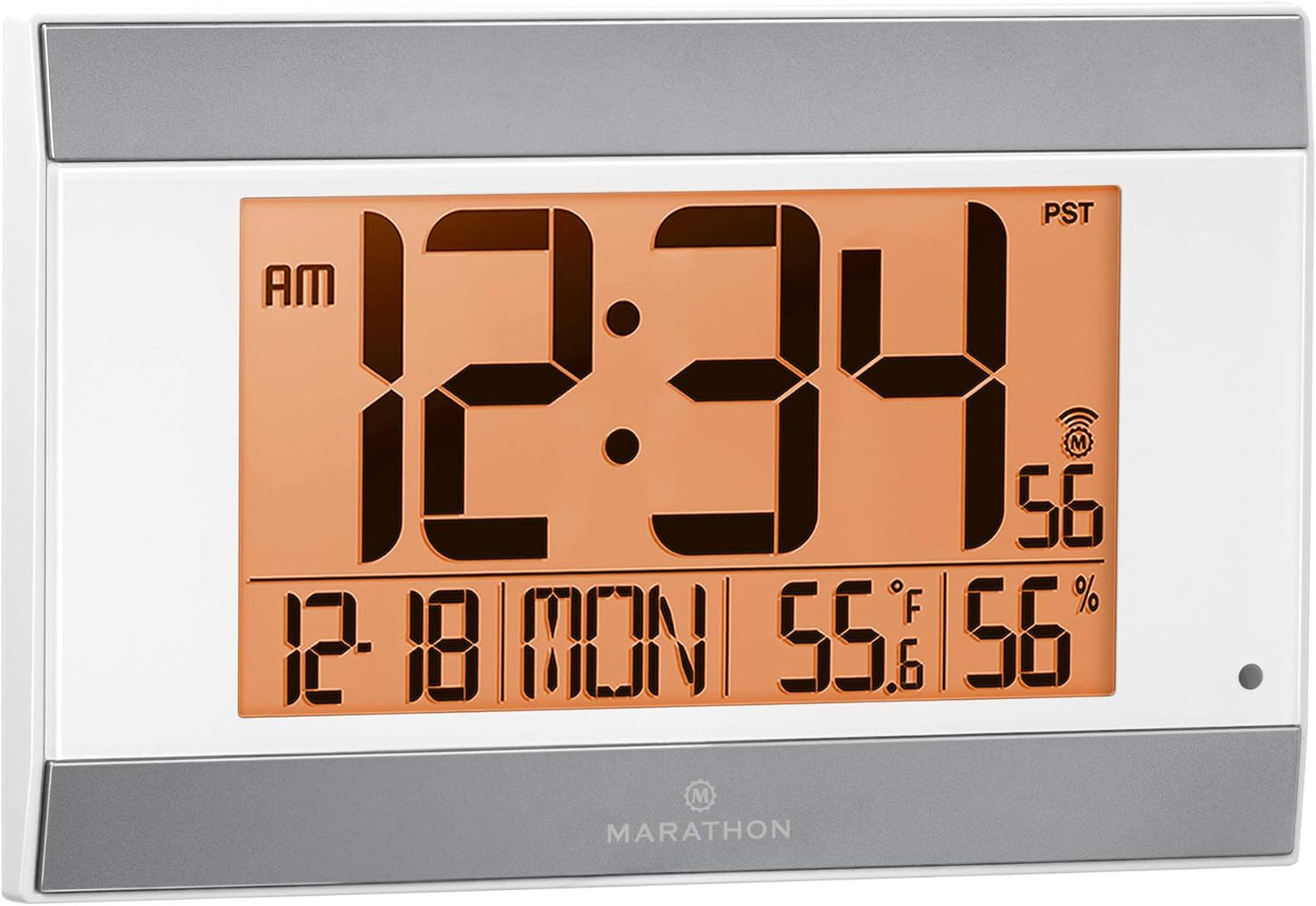 Large Atomic Wall Clock with Auto Backlight, Calendar, Temperature, and Humidity E56472