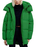 Womens Winter Hooded Quilted Puffer Jacket Mid-Length Down Padded Coat W662215