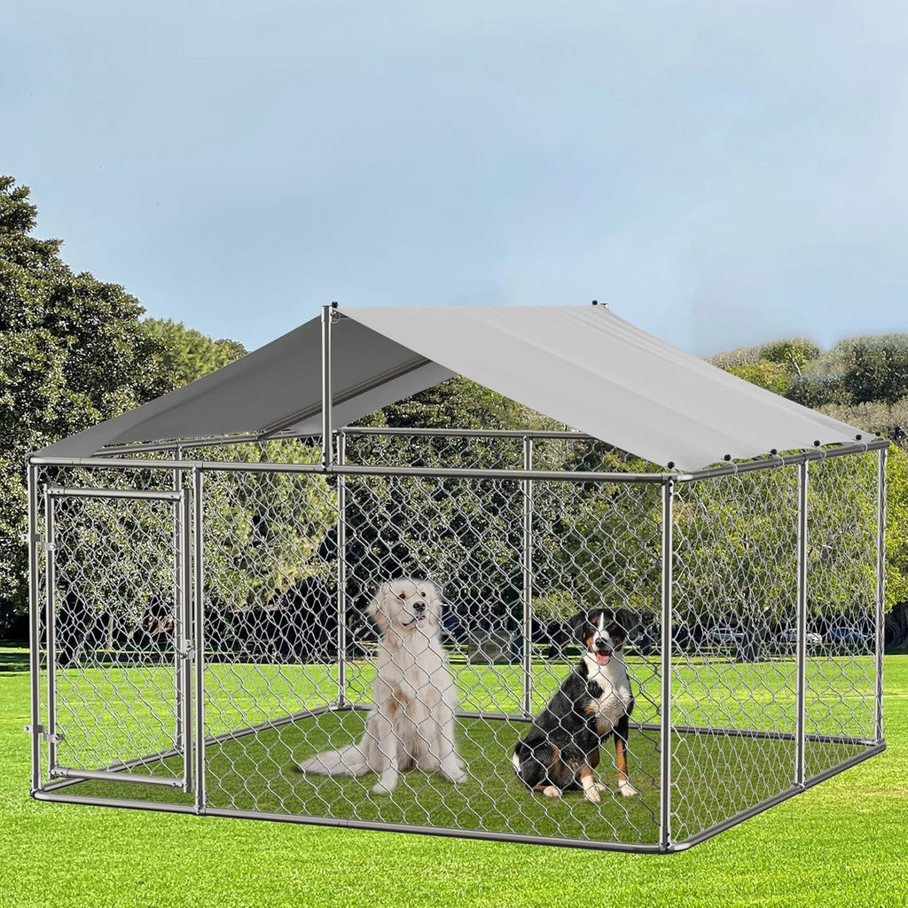 7.5' x 7.5' Large Outdoor Dog Kennel with WaterProof UV-Resistant Cover J23764