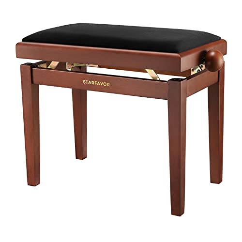 Adjustable Wooden Piano Bench with Padded Seat Cushion M339364