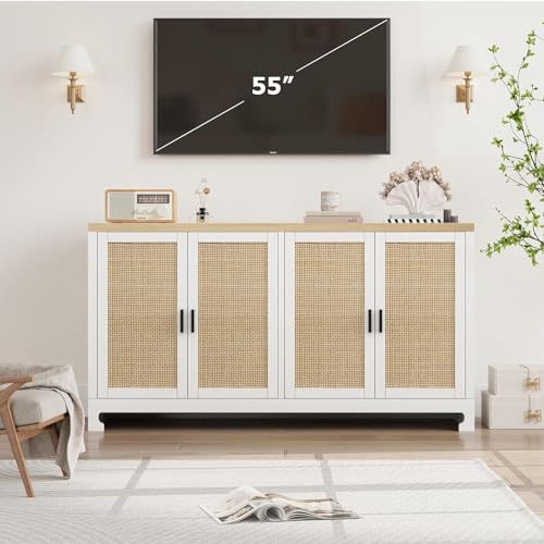 White Rattan 4 Door Storage Cabinet M466783