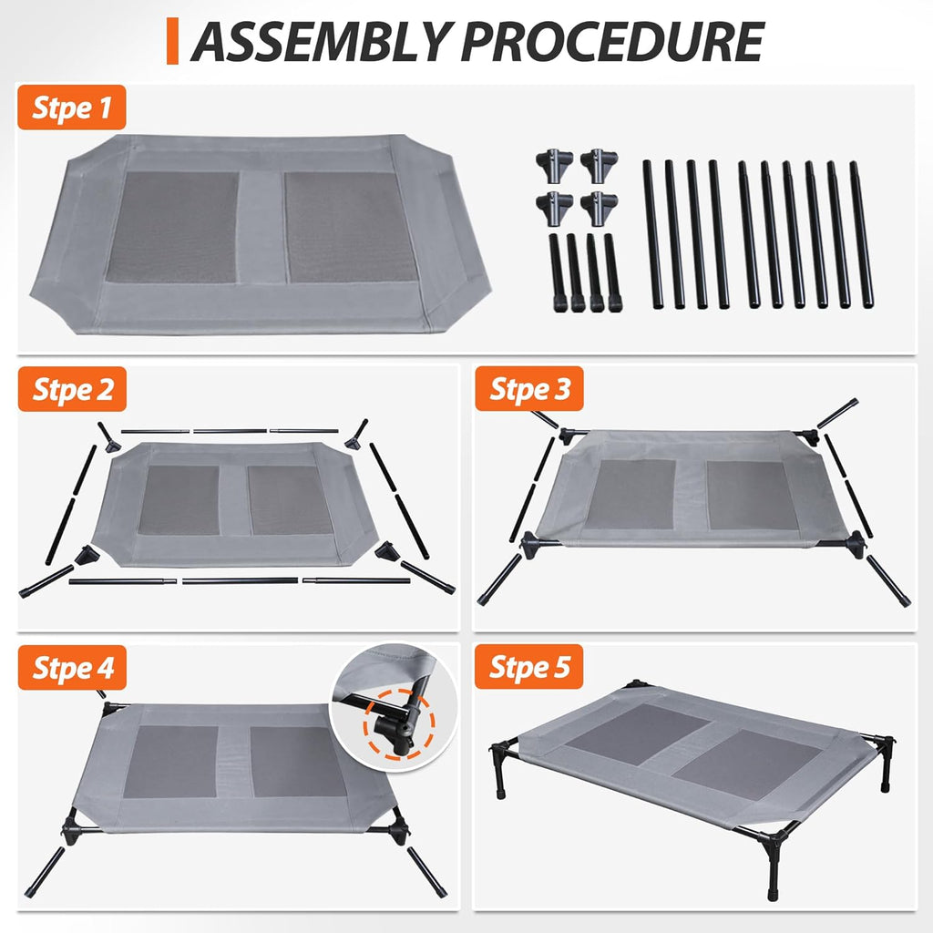Grey 42 Inch Elevated Dog Bed with Mesh N918