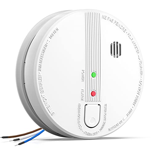 Hardwired Interconnected Photoelectric Smoke Detector with Replaceable 9V Battery V334313