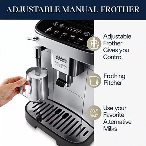 Fully Automatic Bean to Cup Espresso Cappuccino and Iced Coffee Maker, Black, Silver O785760