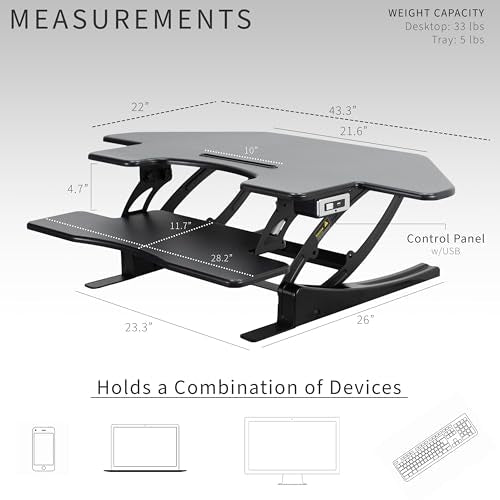 43 inch Electric Height Adjustable Stand Up Desk Converter Black B253896