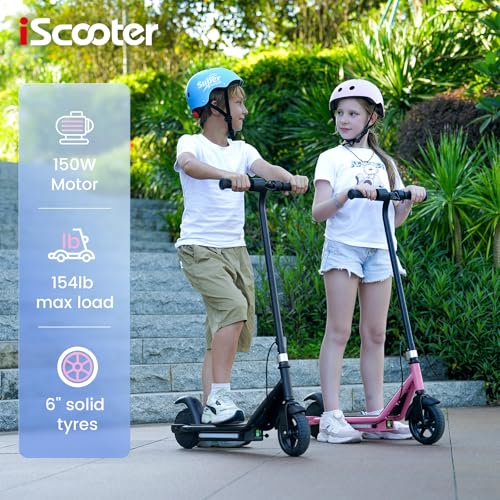 Electric Scooter for Kids, 150W Motor, LED Display, 3 Speeds Adjustable, 3 Adjustable Heights, Colorful Lights, Double Brake, Magnetic Charging J8416