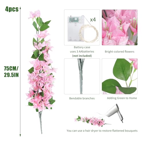 4 Pack Artificial Hanging Plants with Light Strings (Black) C9132
