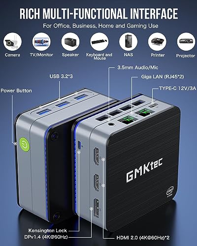 Mini PC Intel N100 Windows 11 Pro 12GB DDR5 256GB SSD Dual LAN WiFi6 BT5.2 B1732