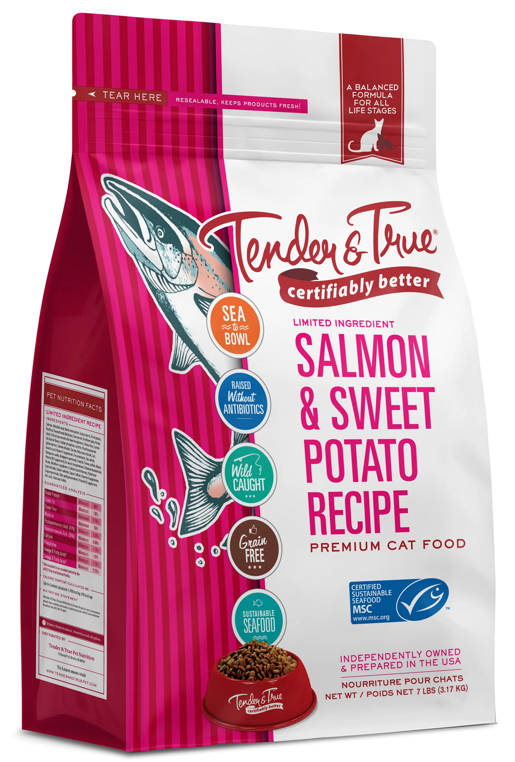 Salmon & Sweet Potato Recipe Dry Cat Food, 7 lb bag I16892