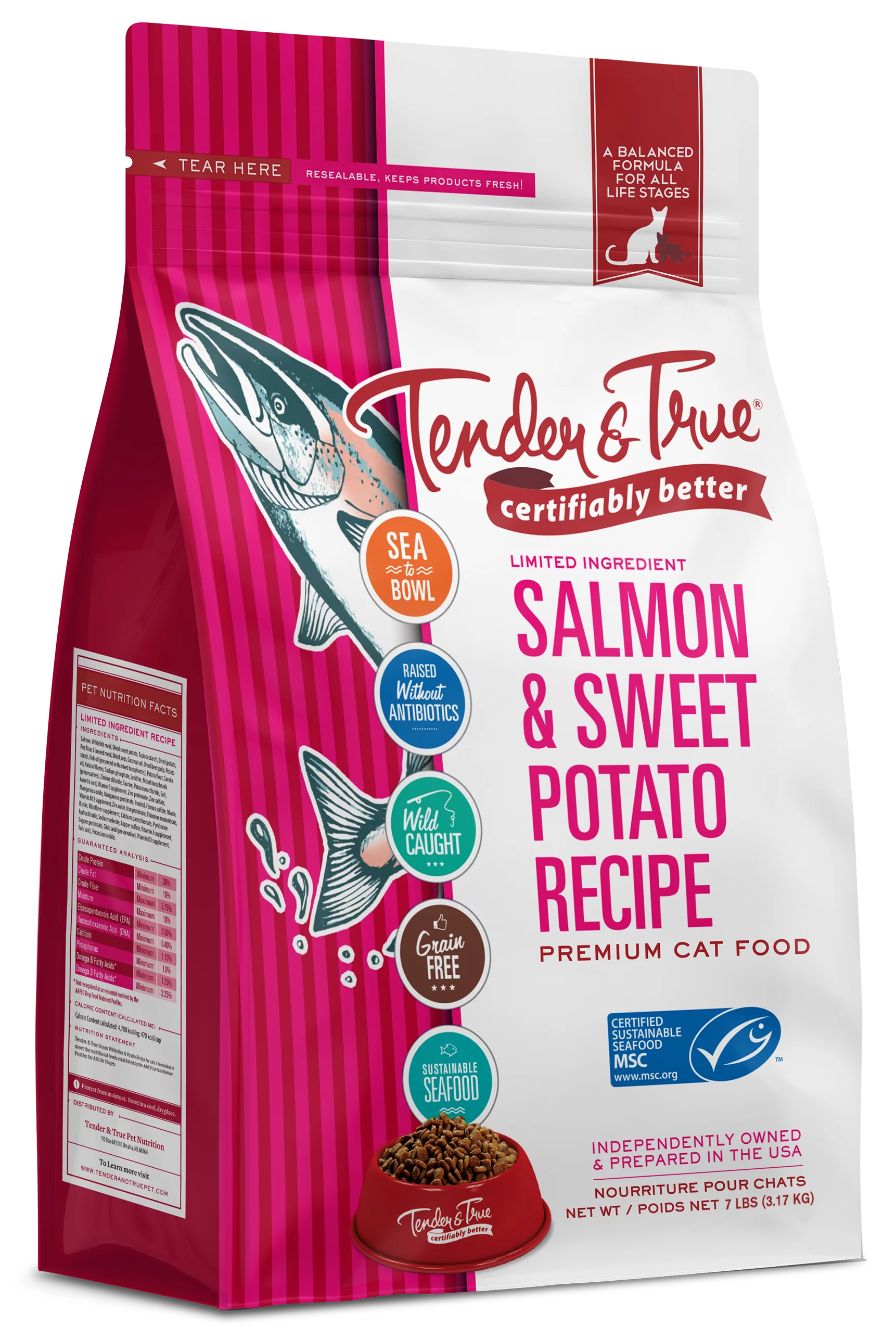 Salmon & Sweet Potato Recipe Dry Cat Food, 7 lb bag I16892