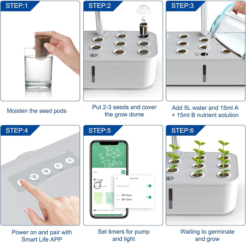 14 Pods Hydroponics Growing System with Grow Light V5474