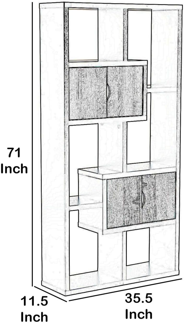Black and Gray Wooden Bookcase with 4 Doors and 6 Shelves N4517