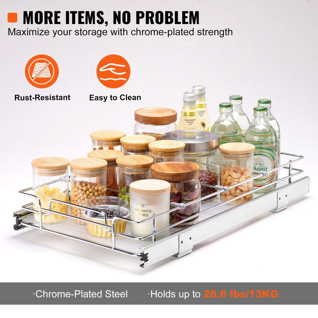 Chrome Steel Heavy Duty Pull Out Cabinet Organizer E753