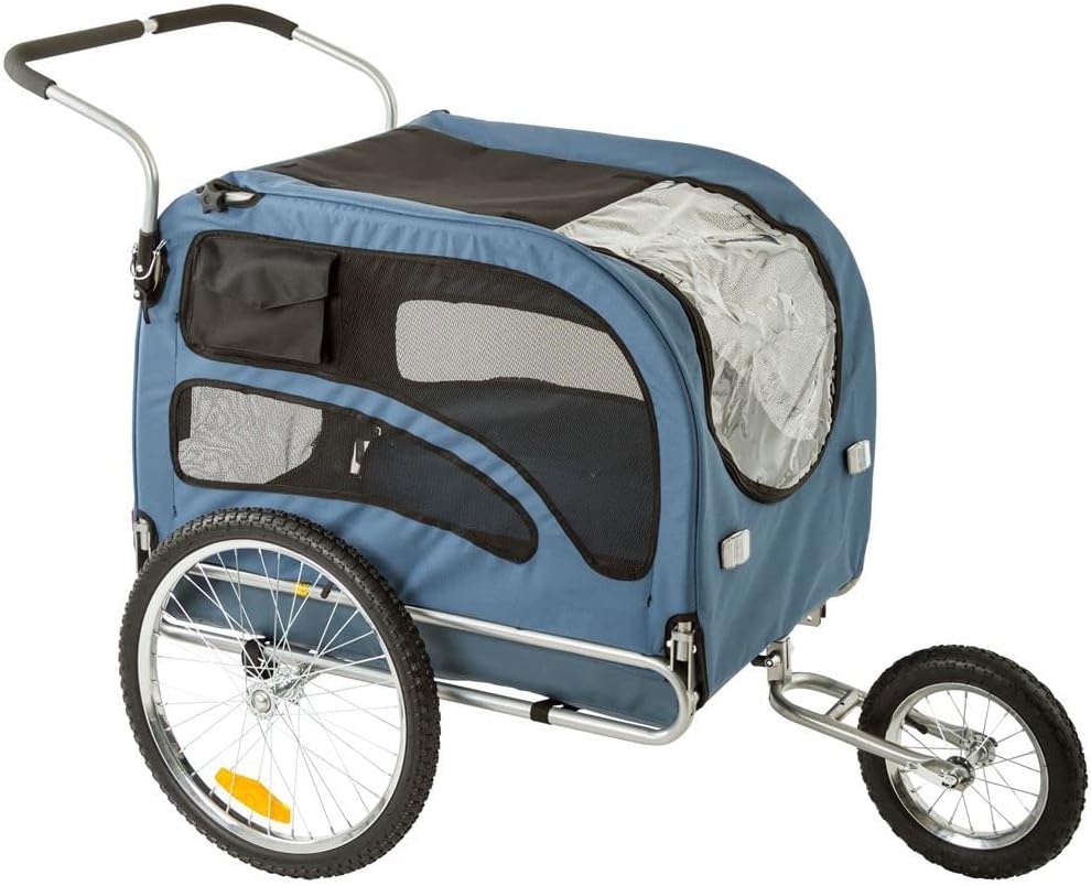 Blue 2-in-1 Pull-Behind Dog Bike Carrier Pet Trailer R530255