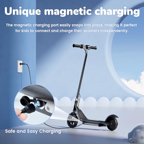 Electric Scooter for Kids, 150W Motor, LED Display, 3 Speeds Adjustable, 3 Adjustable Heights, Colorful Lights, Double Brake, Magnetic Charging J8416