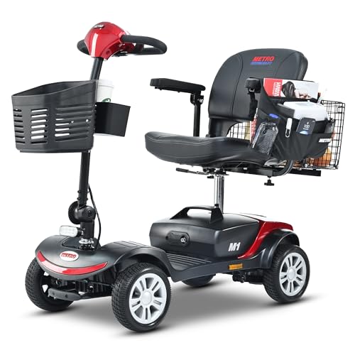 Folding 4-Wheel Electric Mobility Scooter, 12Ah Battery, 300lbs (Yellow) Y58893
