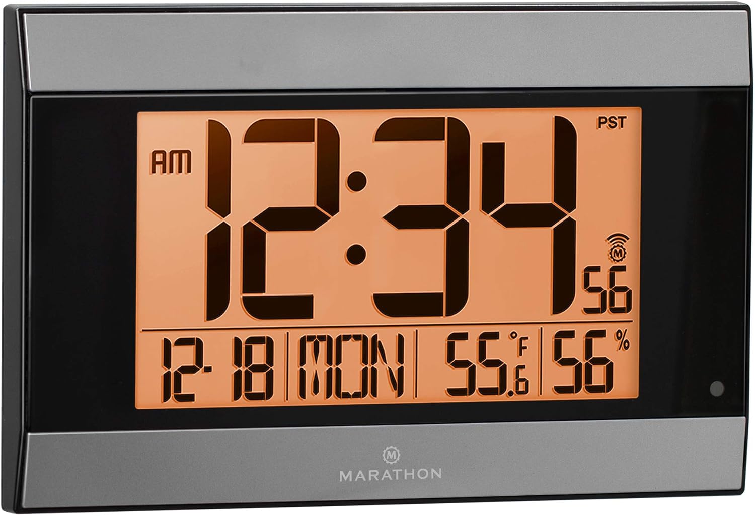 Large Atomic Wall Clock with Auto Backlight, Calendar, Temperature, and Humidity E56472