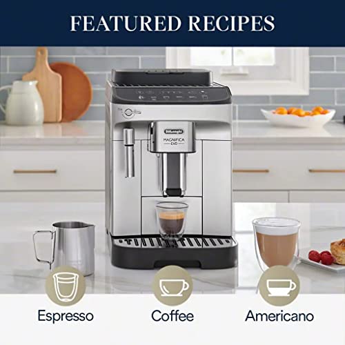 Fully Automatic Bean to Cup Espresso Cappuccino and Iced Coffee Maker, Black, Silver O785760