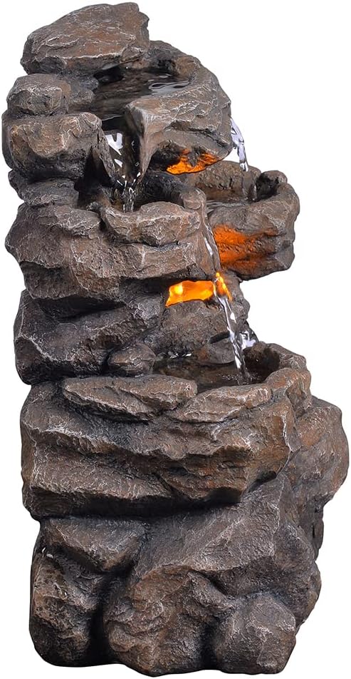 Small 9.7 Inch Tabletop Water Fountain with LED Light Q346