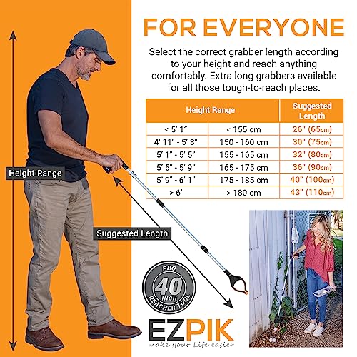 Folding Grabber Reacher 43 Inch with Rotating Head and Extra Long Handle A993