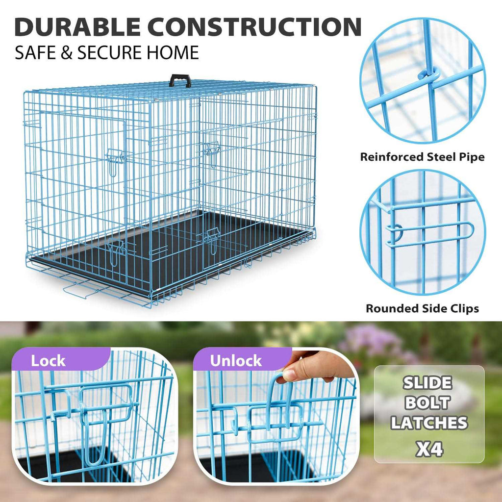 24,30,36,42,48 Inch Folding Metal Wire Dog Crate with Double-Door V968
