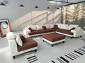 Large 5-Piece Grey Microfiber Fabric Sectional Sofa Set O124