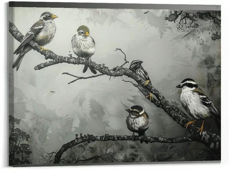 Black and White Bird Canvas Wall Art 20"x16" X72365