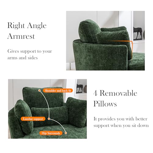 Beige Oversized Swivel Barrel Chair with Ottoman X78125