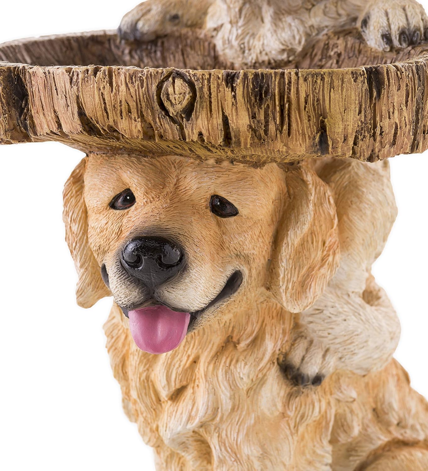 Two Playful Golden Retriever Puppies Resin Birdbath, 13¼ Dia. x 22 H M30033