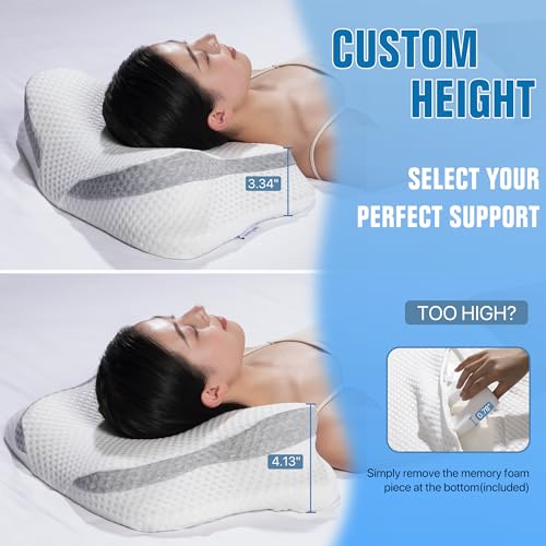 Cooling Contour Memory Foam Adjustable Orthopedic Neck Pillow with Pillowcase N957