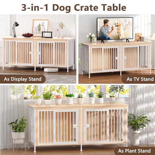 39.96" XL Wooden Large Dog Crate Furniture with 2 Doors G320