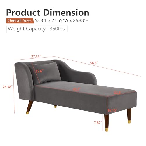 Beige Velvet Chaise Lounge Sofa C32062