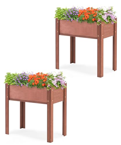 Raised Garden Bed with Legs, 40x20x31'', Wood Elevated Planter Box R126