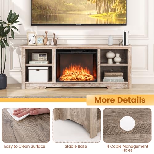 Black 70-inch Wooden Electric Fireplace TV Stand with Remote Control Q956