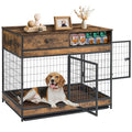 Rustic Brown 31.5 Inch Wooden Dog Crate with Storage Drawer T6345