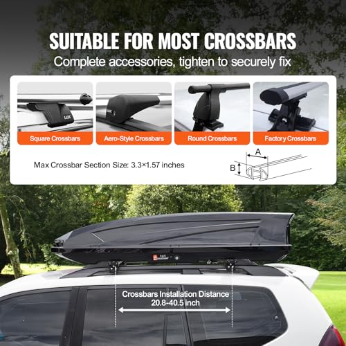 Black 22 Cubic Feet ABS Hard Shell Roof Box with Dual-Sided Opening L400